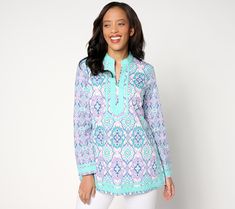 It's go time -- to the brunch celebration, evening with friends, or chic weekend destination! And all you had to do was pull on this boutique-inspired tunic from Bellisima by Kim Gravel to earn best-dressed guest for the occasion. Cheers to you! From Bellisima by Kim Gravel. Chic Holiday Tops For Spring, Spring Holiday Blouse, Chic Holiday Blouse For Spring, Elegant Spring Tunic With Split Neck, Elegant Split Neck Spring Tunic, Elegant Split Neck Tunic For Spring, Brunch Celebration, Evening With Friends, Kim Gravel