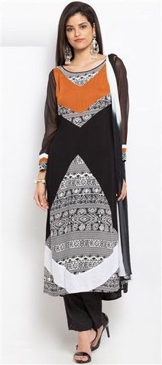 Black and Grey color Salwar Kameez in Cotton fabric with Printed work Black Sets With Printed Motifs For Festivals, Festive Black Sets With Printed Motifs, Festive Black Dupatta With Printed Motifs, Black Salwar Kameez With Printed Motifs For Festivals, Black Long Sleeve Salwar Kameez With Printed Motifs, Festival Salwar Kameez With Printed Motifs In Black, Festival Salwar Kameez In Black With Printed Motifs, Festive Black Georgette Salwar Kameez, Black Georgette Anarkali Set For Eid