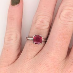 This beautiful ring features a sparkling red ruby in 14k white gold with a hidden diamond halo. A ring design perfect for an eye-catching engagement or anniversary. This ring also makes a beautiful July birthstone ring for your loved ones! The occasions to show off this ring are endless - mother's Day, graduation, wedding, birthday, date night, Christmas, etc. :) This ring is made with solid 14K Gold and naturally Earth-mined SI / G-H diamonds. As listed, this ring is ready to ship. If you're in Birthday Date Night, July Birthstone Ring, Birthday Date, Designer Silver Jewellery, Night Christmas, Diamond Halo Ring, Jewelry Showcases, July Birthstone, Halo Diamond Ring