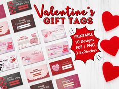 valentine's day gift tags with red hearts on them and the words printable