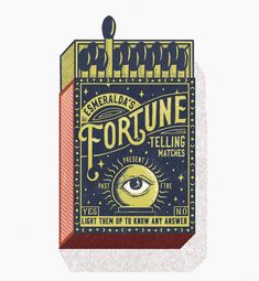 an image of fortune telling matchbox with eye on it's front and back side