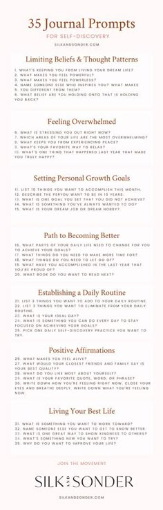 35 Journaling Prompts for Self-Discovery and Personal Growth – Silk + Sonder Journal Questions, Journaling Prompts