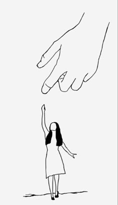 a drawing of a woman reaching for a man's hand to touch her finger