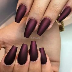 Burgundy Matte Nails, Black Coffin Nails, Maroon Nails, Matte Nail Polish, Matte Nails Design, Purple Nail, Burgundy Nails, Super Nails, Blue Nail