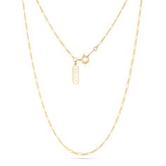 We love a dainty little chain that looks great on its own or layered up. This Figaro style chain provides a pretty little pop of delicate gold to enhance any outfit. Gold fill chain and clasp Chain measures 16" Perfect layering chain Handmade in Seattle, WA Delicate Yellow Gold Figaro Chain Necklace, Gold Charm Necklaces With Figaro Chain For Layering, Gold Charm Necklace With Figaro Chain For Layering, Delicate Figaro Link Necklace, Delicate Gold Plated Figaro Chain Necklace, Delicate Gold-plated Figaro Chain Necklace, Delicate Gold Chain Necklace With Figaro Chain, Delicate Gold Figaro Chain Necklace, Gold-plated Charm Necklace With Delicate Chain