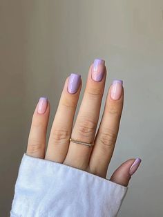 Simple Spring Nails, Lilac Nails, Short Fake Nails, Red Polish, Lavender Nails, Short Square Acrylic Nails, Cute Gel Nails, Short Acrylic Nails Designs