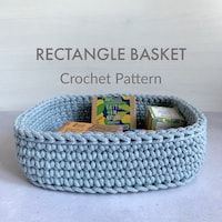 Crochet Basket Pattern Decorative Crochet Storage Basket Easy Crochet Pattern - Etsy Crochet Owl Basket, Crochet Rectangle, Rectangle Basket, Crocheted Baskets, Basket Nursery, Basket Patterns, Nursery Baskets, Crochet Storage Baskets, Crochet Bowl