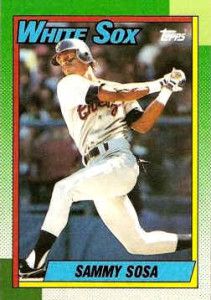 a baseball card with a white sox player in the process of swinging at a ball