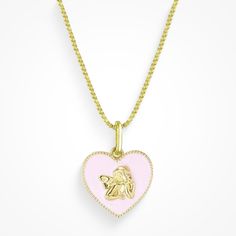 This baby is absolutely heavenly! With its adorable cherub on a pink heart, this dainty necklace is guaranteed to make any outfit that much cuter. Pair this one with the matching Pondering Angel Earrings to complete this heavenly set! Pink Charm Necklaces For Mother's Day, Pink Dainty Jewelry With Heart Charm, Pink Heart Charm Pendant Jewelry, Pink Heart Charm Necklace With Heart Pendant, Pink Heart Pendant Dainty Jewelry, Dainty Pink Heart Pendant Jewelry, Pink Pendant Charm Necklace, Cute Pink Pendant Charm Necklace, Pink Heart Charm Necklace For Valentine's Day