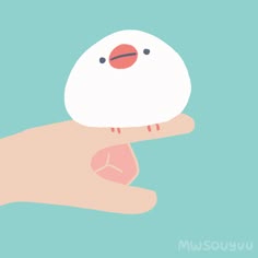 a hand holding a small white bird in it's palm with the word mosou on it