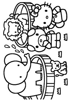 hello kitty coloring pages for kids to print out and color with the characters in it