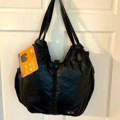 This Is A Really Nice Large Black Yoga Bag. It’s Very Lightweight With Lots Of Pockets. There Are Two Large External Side Pockets (Perfect For Water Bottles, Soppy Cups Or Baby Bottles.). The Interior Is A Bright Purple And Has Lots Of Deep Pockets. This Bag Would Be Perfect For A Variety Of Uses Including Yoga, Dance, Gym, And Baby Bag! Measurements Are 18.5 Inches Wide By 12 Inches High (In The Middle) By 5 Inches Deep With A Drop Of 15 Inches. Check Out My Other Listings For More Beautiful Bags And Accessories! Functional Gym Bag For Outdoor Activities, Functional Gym Bag For Outdoor, Black Nylon Gym Bag With Removable Pouch, Packable Outdoor Bags, Black Gym Shoulder Bag With Zipper Pocket, Black Shoulder Bag With Zipper Pocket For Gym, Black Shoulder Bag With Zipper Pocket For Sports, Lightweight Nylon Shoulder Bag For Everyday Use, Black Shoulder Bag For Outdoor Gym