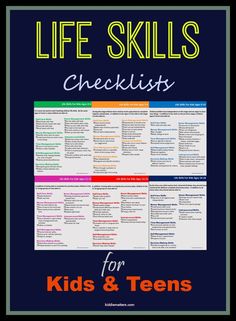 life skills checklist for kids and teens