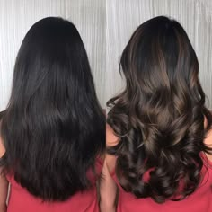 Partial Brown Balayage On Black Hair, Highlight Bayalage Brunette, Black Hair To Balayage Before And After, Dimension Dark Brown Hair, Dark Brown Hair With Subtle Balayage, Partial Bayalage For Dark Brown Hair, Dark Brown With Dimension Hair, Expensive Burnett Hair, Darkest Brown Hair Balayage