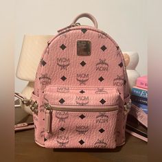 Bought From Neiman Marcus, Never Used. Comes With Box And Tags. Leather Outside With Gold Studs On The Pockets. Inside Has A Sleeve And Can Fit Essentials. Luxury Pink Backpack For Everyday Use, Designer Pink Backpack, Designer Pink Leather Backpack, Pink Backpack For Errands, Luxury Pink Standard Backpack, Designer Pink Standard Backpack, Luxury Pink Backpack, Pink Leather Backpack For Errands, Mcm Clutch