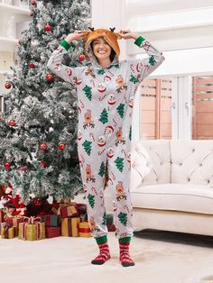 Create precious memories with matching family pajamas, featuring 3D reindeer hooded onesies, illustrations of Christmas trees, and Santa Claus on soft and comfortable fabric.
* Please add each size separately to your shopping cart
* Piece of product: Each size includes 1 set of pajamas, or 1 romper, or 1 pet bandana.
* Product features: 3D reindeer hooded onesies, Christmas illustrations
* Fabric characteristics: soft and comfortable material
* Neckline: round
* Sleeves: long
* Style: family matching pajamas
* Fit: moderate
* Length: moderate
* Source of goods: imported
* Supplier: PatPat 3d Reindeer, Reindeer Pattern, Christmas Onesie, Christmas Illustrations, Grey Christmas, Black Friday Christmas, Matching Family Pajamas, Family Photo Outfits, Matching Pajamas