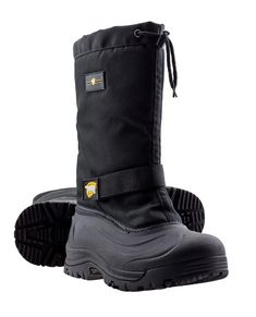 a pair of black snow boots sitting on top of each other