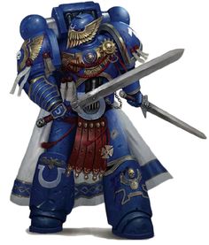 Member of the Ultramarines Chapter's Honour Guard Warhammer 40k Rpg, Mech Suit, Honor Guard, Power Armor, Warhammer 40k Artwork, Warhammer 40k Miniatures