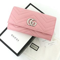 Gucci GG Marmont Continental Wallet Bifold Long Double G Chevron Quilted Leather 443436 Pink Silver HardwareBrand: GucciGender: WomenCountry of Origin: ItalyColor: PinkMaterial: QuiltingSize (HxWxD): 10.5cm x 19cm x 4cm / 4.13'' x 7.48'' x 1.57'' Italy Design, Gucci Gg Marmont, Chevron Quilt, Gg Marmont, Timeless Handbag, Quilted Leather, Long Wallet, New Bag, Silver Hardware