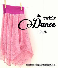 the twirly dance skirt is hanging on a clothes line with text overlay that reads, the twirly dance skirt