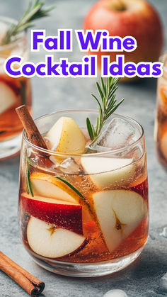 Fall Wine Cocktails Fall Wine Cocktail Recipes, Fall White Wine Cocktails, Fall Cocktails In A Pitcher, Fall Wine Party Ideas, Ice Wine Cocktails, Fall White Wine Sangria, Thanksgiving Wine Cocktails, Fall Wine Drinks, Fall Wine Cocktails