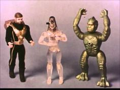 three action figures are shown in the same image as they appear to be from different angles