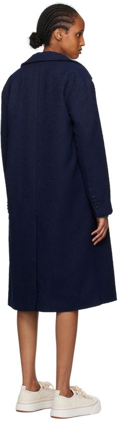 RWS-certified wool-blend twill coat. · Notched lapel · Button closure · Welt pockets at front and interior · Four-button surgeon's cuffs · Central vent at back hem · Full cotton-blend twill lining Supplier color: Nautic blue Twill Coat, Long Sleeve Outerwear, Single Breasted Coat, Fringe Skirt, Floral Shoes, Ami Paris, Long Sleeves Coats, Mens Scarves, Suit Accessories