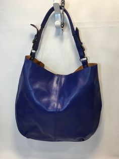 Co-Lab Shoulder Bag Large Bucket Blue Leather Handbag with Detachable Pocket.  Condition is "Pre-owned". In excellent condition. Please see pictures for a detailed description of condition Free Shipped with USPS Priority Mail. Blue Bucket Bag With Detachable Handle For Errands, Blue Double Handle Bucket Bag For Errands, Blue Leather Handles Double Handle Bucket Bag, Leather Shoulder Bag With Silver-tone Hardware For Errands, Tote Hobo Bag With Silver-tone Hardware For Errands, Everyday Use Bucket Hobo Bag With Silver-tone Hardware, Blue Soft Leather Hobo Bag With Double Handle, Blue Satchel With Leather Handles For Everyday Use, Everyday Bucket Satchel With Silver-tone Hardware