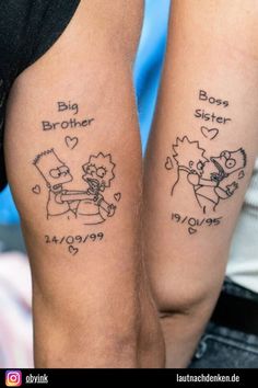 two people with matching tattoos on their arms