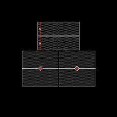 three boxes stacked on top of each other in the middle of a black background with red lines