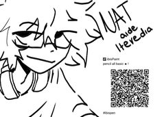 an anime character with a qr code in front of him and the text that says,