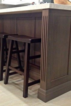 two stools sit in front of the kitchen island