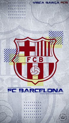 the barcelona fc logo is shown in red, yellow and blue