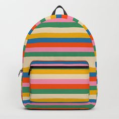 Designing our premium Backpacks is a meticulous process, as Artists have to lay out their artwork on each component. One size fits all men and women, with heavy-duty construction that's able to handle the heavy lifting for all your school and travel needs.       - Standard unisex size: 17.75" (H) x 12.25" (W) x 5.75" (D)    - Crafted with durable spun poly fabric for high print quality    - Interior pocket fits up to 15" laptop    - Padded nylon back and bottom    - Adjustable shoulder straps Colorful Backpacks, D Craft, Heavy Lifting, Designer Backpacks, Kids Backpacks, School Backpacks, Stripes Pattern, Electric Blue, One Size Fits All