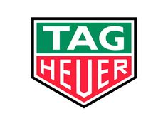 the tag heuer logo is shown in red, green and white with an arrow