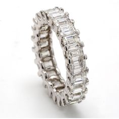 Ninacci Platinum Eternity Band with U-Prong Set Emerald Cut Diamonds - 5.81 Carat Total Diamond Weight - Size 6.25 Luxury White Gold Eternity Band With Baguette Cut, Luxury White Gold Baguette Cut Eternity Band, Luxury Platinum Eternity Band With Baguette Cut, Luxury Platinum Eternity Band, Luxury White Gold Eternity Band With Emerald Cut, Luxury Eternity Band For Anniversary, Luxury White Gold Emerald Cut Eternity Band, Luxury Emerald Cut White Gold Eternity Band, Elegant White Gold Asscher Cut Eternity Band