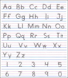 the alphabet and numbers are lined up on paper