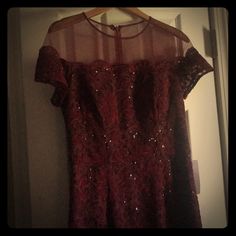 Sequin Burgundy Dress Elegant Red Mini Dress For Wedding, Glamorous Red Mini Evening Dress, Elegant Red Mini Dress With Fitted Bodice, Burgundy Floor-length Cocktail Dress, Glamorous Burgundy Cocktail Dress, Burgundy Fitted Bodice Evening Dress, Burgundy Dress With Fitted Bodice For Evening, Burgundy Evening Dress With Fitted Bodice, Red Dressy Dress For Formal Occasions