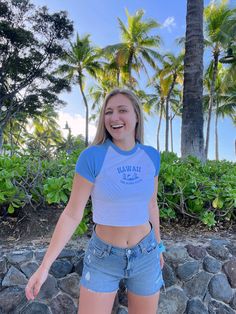 Hawaii Cropped Tee – Alex Blom Creates Summer Girl Aesthetic, Cute Beach Outfits, Beach Outfits, Summer Girl, Embroidery Sweatshirt, Embroidered Crewneck, Cropped Tee, Cozy Fits, Baddie Outfits Casual