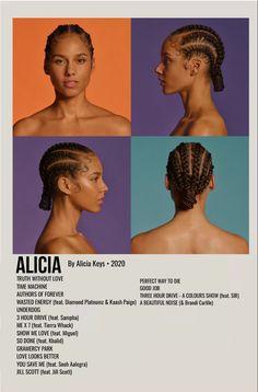 Alicia Keys Braids Cornrows, Alicia Keys Album Cover, Alicia Keys Poster, Polaroid Album Cover, Alicia Keys Hairstyles, Beaded Braids, Alicia Keys Braids, Art Decor Bedroom, Corn Row