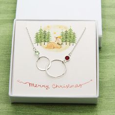 Christmas Gift for Sister, Sister Necklace, Sisters Necklace, Birthday Sister Gift, Best Friends Necklace, 2 Ring Necklace, Sister Gift Idea Other Christmas Gift Ideas: https://www.etsy.com/shop/JewelleryJKW?ref=l2-shop-info-name&section_id=22762300 DESCRIPTION AND DETAILS: This Christmas Gift Jewelry With Birthstone, Silver Jewelry For Christmas Anniversary Gift, Sterling Silver Jewelry For Birthday And Christmas, Birthday Sister Gift, Necklace Sister, Christmas Gift For Sister, Sisters Necklace, Best Friends Necklace, Friends Necklace