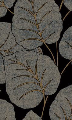 a black and grey background with leaves