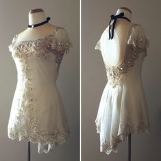 two pictures of a dress on a mannequin