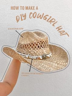 DIY COWGIRL HAT🤠🌾 | Gallery posted by NATKAT✨🧚🏼🌷 | Lemon8 Make Your Own Cowboy Hat, Coastal Cowgirl Hat Beads Diy, Decorate Cowboy Hats Diy, Coastal Cowgirl Hat Diy, Straw Cowboy Hat Decorating Ideas, Decorate Cowgirl Hat, Diy Cowgirl Hats, Beach Cowgirl Hat, Decorated Cowboy Hats Diy