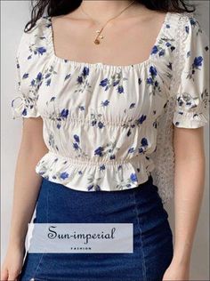 Sun-Imperial Material:Viscose Clothing Length:Short Age:Ages 16-28 Years Old Collar:Square Collar Decoration:Bow Sleeve Length(cm):Short Sleeve Style:Puff Sleeve Style:High Street Fabric Type:Broadcloth Pattern Type:Print fabric:viscose collar type :square neckline See size chart : https://sun-imperial.com/pages/size-chartSizing advice :Most items run small ( discluding swimsuits and shoes) - If you are not sure which size will work best for you - You can email us via info.sunimperial@gmail.com Cheap Patterned Short Sleeve Tops, Affordable Casual Puff Sleeve Top With Short Sleeves, Cheap Nostalgic Short Sleeve Tops, Cheap Elegant Puff Sleeve Top With Short Sleeves, Cheap Fitted Short Sleeve Puff Top, Outdoor Wedding Beach, Imperial Fashion, Blouses Vintage, Tie Shorts