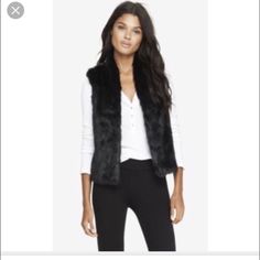 Brand New Express Faux Fur Vest. Black Size Medium. Has Gold Zipper, Pockets On The Sides And Inner Poker. Satin Lining. Great Quality. No Tags. Fake Fur Vest, Dressing Casual, Black Faux Fur Vest, Fall 2014 Fashion, Love Ideas, Long Vests, Faux Fur Vest, Casual Vest, Faux Fur Vests