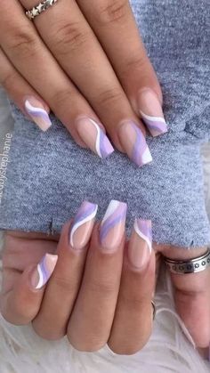 Purple Gel Nails, Unghie Nail Art, Lilac Nails, Purple Acrylic Nails, Spring Acrylic Nails, Purple Nail Designs, Purple Acrylic, Lavender Nails, Purple Nail