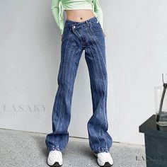 Lasaky - Classic Denim Trousers with Artistic Design and Stylish Silhouette Artistic Summer Denim Jeans, Artistic Denim Jeans For Summer, Artistic Cotton Bottoms For Spring, Artistic Straight Leg Denim Jeans, Slim Jeans Women, Casual Cargo Pants, Plus Size Bodycon Dresses, Lined Jeans, Tunic Tank Tops