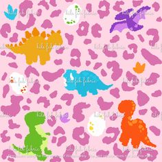 an animal print with different colors and shapes on pink background for wallpaper or fabric