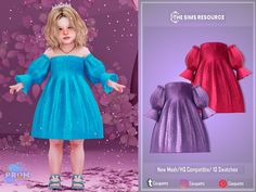 The Sims Resource - Prom Stephanie Dress (Toddler) Sims 4 Infant Formal Cc, The Sims 4 Cc Resource Infant, Sims 4 Cc Dresses Formal Kids, Sims4 Cc Princess Dress, Cc The Sims 4 Kids Clothes Girl, Toddler Pageant Dresses, Sims 4 Wedding Dress, Baby Birthday Outfit, Sims Download